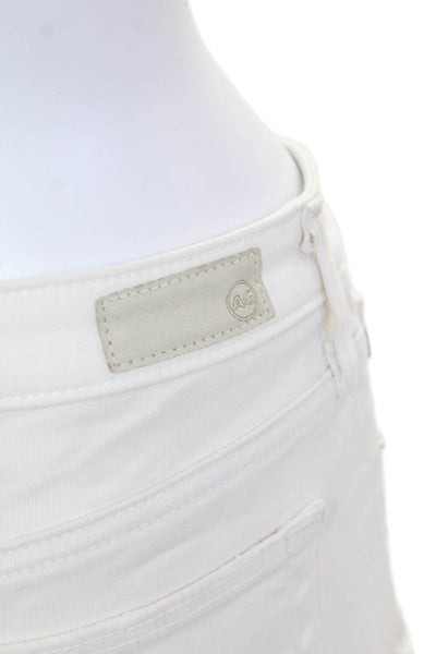AG Adriano Goldschmied Womens Mid Rise Distressed Legging Ankle Jeans White 26