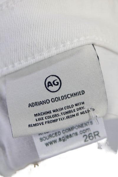 AG Adriano Goldschmied Womens Mid Rise Distressed Legging Ankle Jeans White 26
