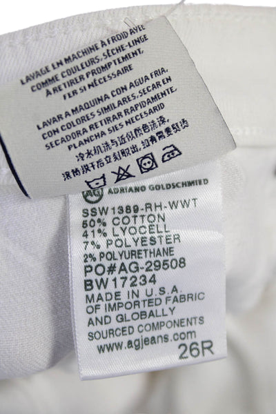 AG Adriano Goldschmied Womens Mid Rise Distressed Legging Ankle Jeans White 26