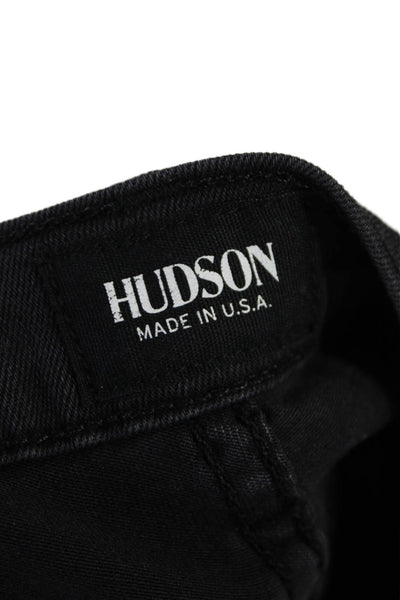 Hudson Womens Mid Rise Beaded Trim Luna Super Skinny Jeans Gray Size 25