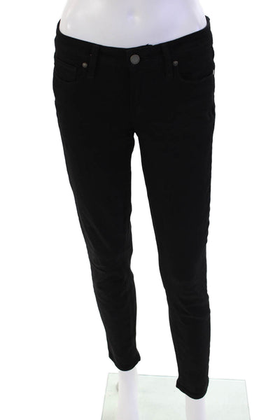 Paige Womens Zipper Fly Mid Rise Skinny Ankle Jeans Black Denim Size 27