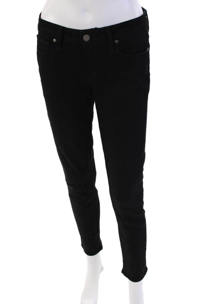 Paige Womens Zipper Fly Mid Rise Skinny Ankle Jeans Black Denim Size 27