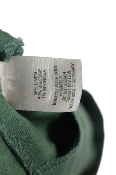 Ecru Womens Zipper Fly Mid Rise Pocket Front Cuffed Linen Shorts Green Size 0