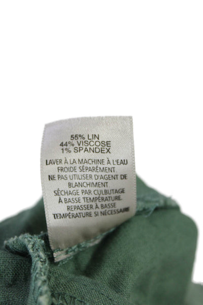 Ecru Womens Zipper Fly Mid Rise Pocket Front Cuffed Linen Shorts Green Size 0