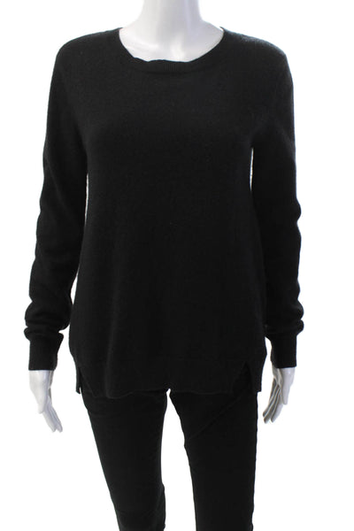 Me. N. U. Womens Long Sleeve Scoop Neck Cashmere Sweater Black Size Small