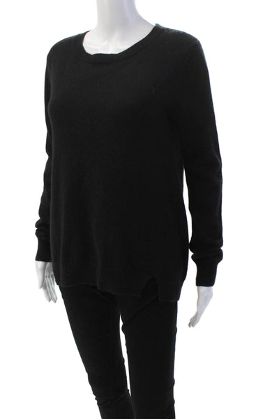 Me. N. U. Womens Long Sleeve Scoop Neck Cashmere Sweater Black Size Small