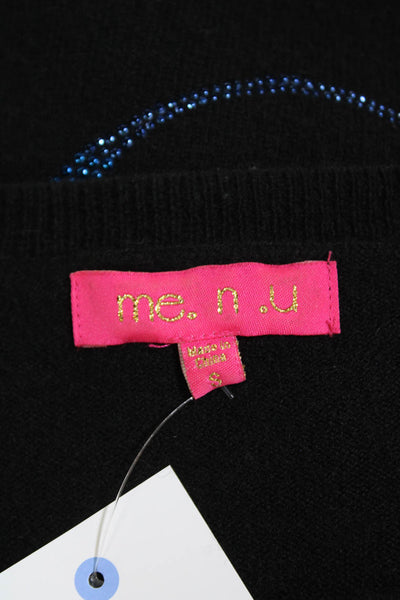 Me. N. U. Womens Long Sleeve Scoop Neck Cashmere Sweater Black Size Small