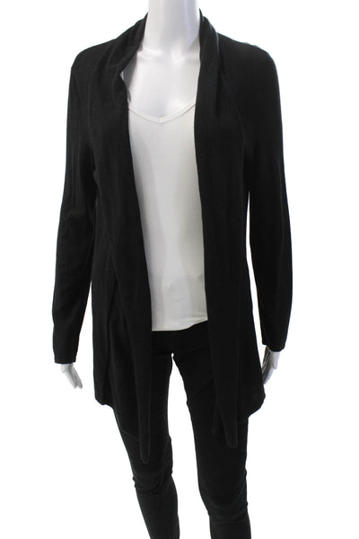 J. Mclaughlin Womens Long Sleeve Open Front Knit Black Cotton Size Extra Small