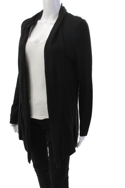 J. Mclaughlin Womens Long Sleeve Open Front Knit Black Cotton Size Extra Small