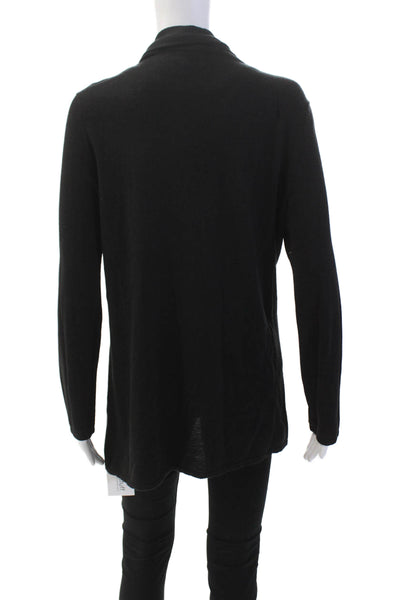 J. Mclaughlin Womens Long Sleeve Open Front Knit Black Cotton Size Extra Small