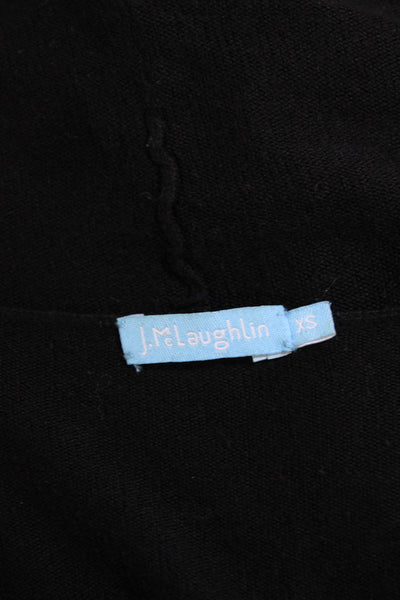 J. Mclaughlin Womens Long Sleeve Open Front Knit Black Cotton Size Extra Small