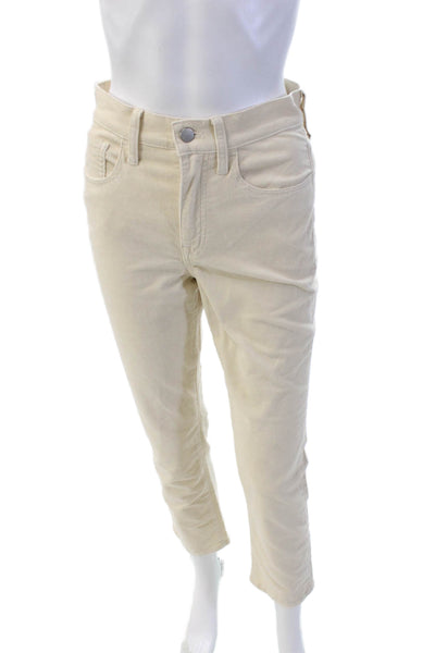 J Crew Womens Zipper Fly High Rise Corduroy Straight Leg Jeans White Size 25