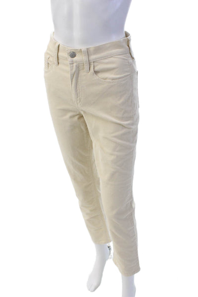 J Crew Womens Zipper Fly High Rise Corduroy Straight Leg Jeans White Size 25