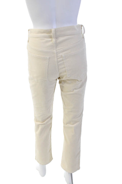 J Crew Womens Zipper Fly High Rise Corduroy Straight Leg Jeans White Size 25