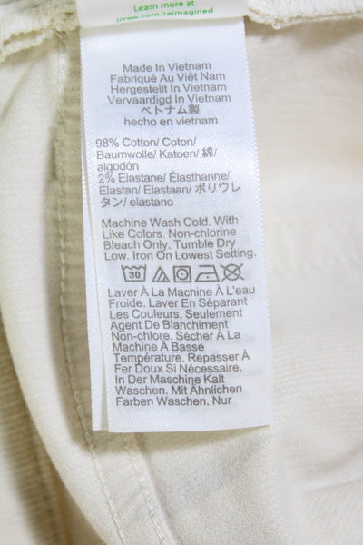 J Crew Womens Zipper Fly High Rise Corduroy Straight Leg Jeans White Size 25