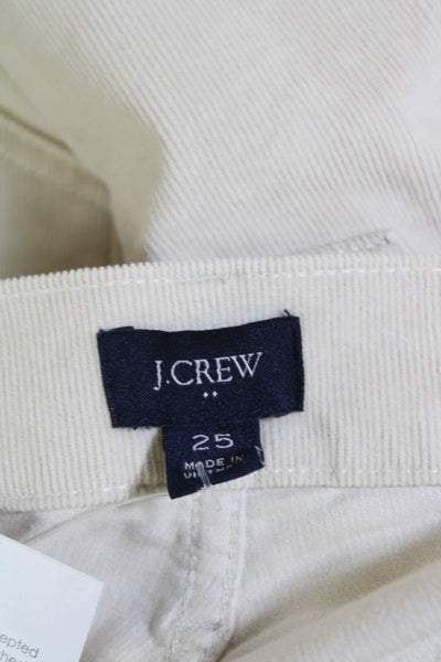 J Crew Womens Zipper Fly High Rise Corduroy Straight Leg Jeans White Size 25