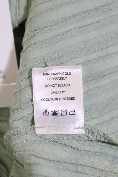 Ro & De Womens Long Sleeve Striped Ruffle Hem Top Green Size S