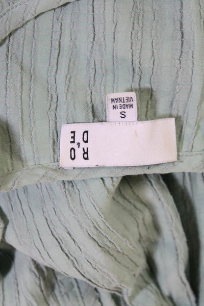 Ro & De Womens Long Sleeve Striped Ruffle Hem Top Green Size S