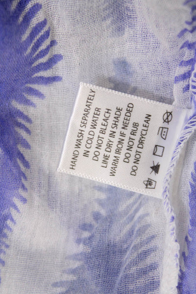 Roberta Roller Rabbit Womens Cotton Printed Tassel Tie Front Tunic Top Blue Sz M