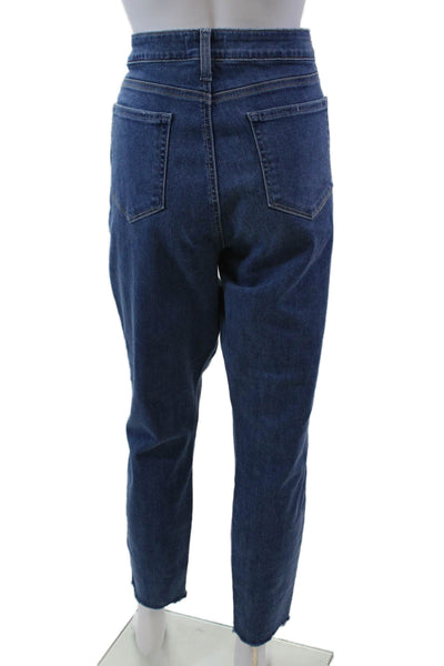 Paige Womens Cotton Zip Button Lined Straight Leg Crop Ankle Jeans Blue Size EUR
