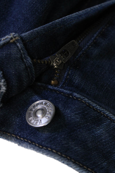 Paige Womens Cotton Zip Button Lined Straight Leg Crop Ankle Jeans Blue Size EUR
