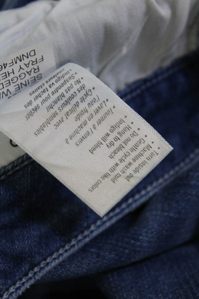 Paige Womens Cotton Zip Button Lined Straight Leg Crop Ankle Jeans Blue Size EUR