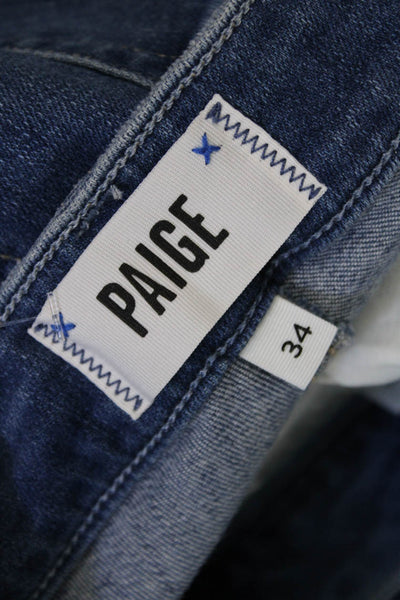 Paige Womens Cotton Zip Button Lined Straight Leg Crop Ankle Jeans Blue Size EUR