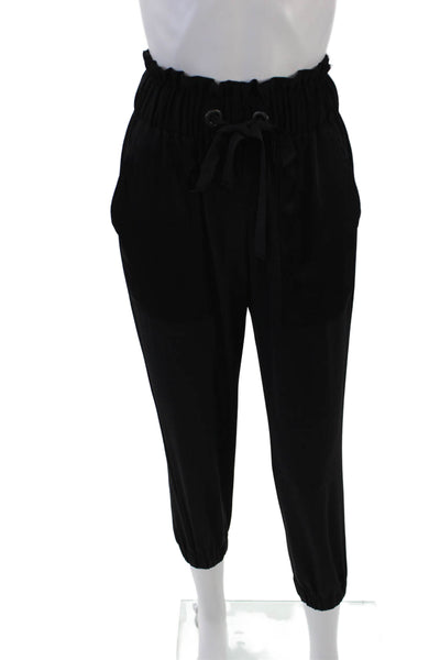 Ramy Brook Womens Textured Elastic Waistband Cuff Bottom Pants Black Size S