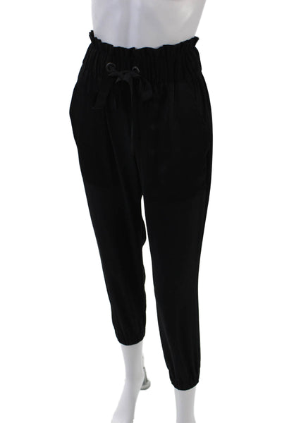 Ramy Brook Womens Textured Elastic Waistband Cuff Bottom Pants Black Size S