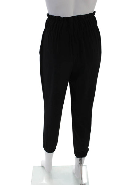Ramy Brook Womens Textured Elastic Waistband Cuff Bottom Pants Black Size S