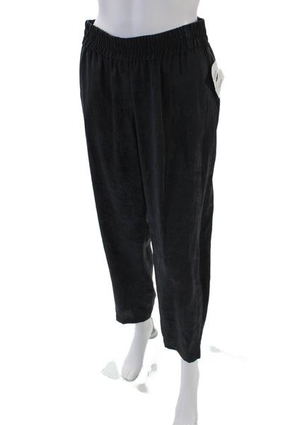 Drew Womens Textured Elastic Waistband Straight Leg Pants Black Size S