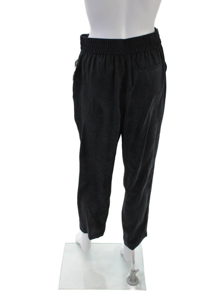 Drew Womens Textured Elastic Waistband Straight Leg Pants Black Size S