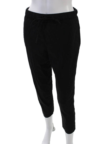 Theory Womens Cotton Elastic Waistband Straight Leg Crop Pants Black Size S