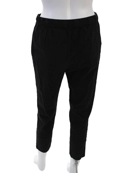 Theory Womens Cotton Elastic Waistband Straight Leg Crop Pants Black Size S