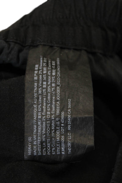 Theory Womens Cotton Elastic Waistband Straight Leg Crop Pants Black Size S