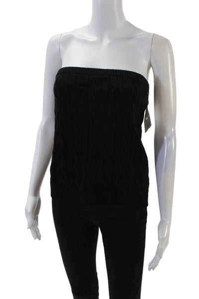 Minnie Rose Womens Cotton Sleeveless Knit Tank Tube Top Black Size L