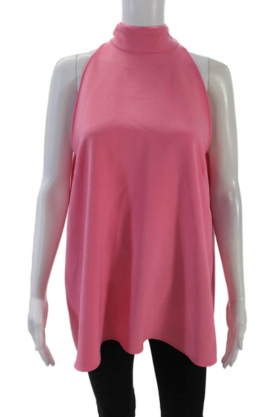 Pearl By Lela Rose Womens Sleeveless High Neck Tie Tank Blouse Pink Size L