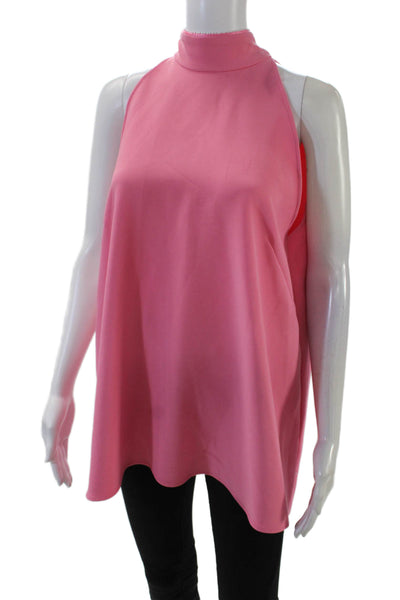 Pearl By Lela Rose Womens Sleeveless High Neck Tie Tank Blouse Pink Size L