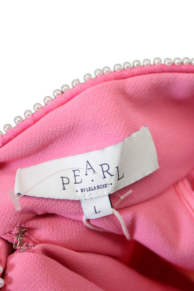 Pearl By Lela Rose Womens Sleeveless High Neck Tie Tank Blouse Pink Size L
