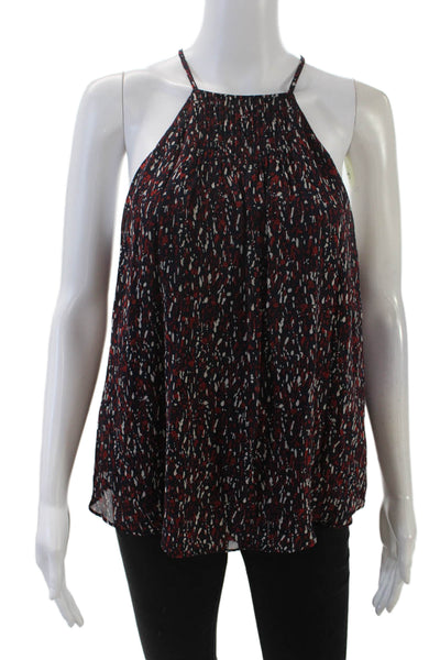 Joie Womens Silk High Neck Spaghetti Strap Floral Tank Top Red Size M
