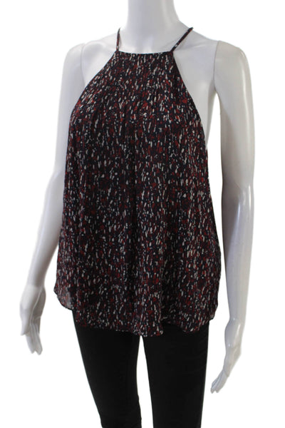 Joie Womens Silk High Neck Spaghetti Strap Floral Tank Top Red Size M