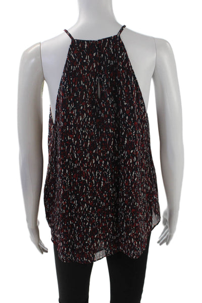 Joie Womens Silk High Neck Spaghetti Strap Floral Tank Top Red Size M