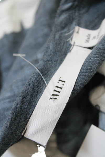 Wilt Womens Short Sleeves Asymmetrical Shirt White Blue Cotton Size Small