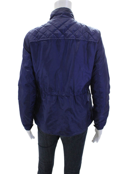 346 Brooks Brothers Womens Drawstring Waist High Neck Jacket Blue Size 6