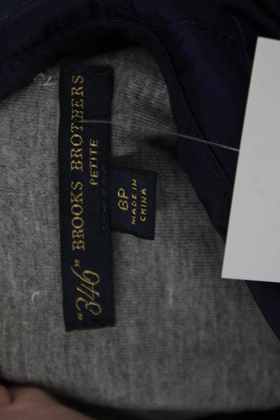 346 Brooks Brothers Womens Drawstring Waist High Neck Jacket Blue Size 6