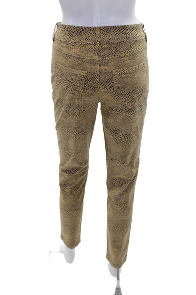 Angy.Mo Womens Cotton Snakeskin Print Pocketed Skinny Leg Pants Beige Size M