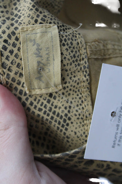 Angy.Mo Womens Cotton Snakeskin Print Pocketed Skinny Leg Pants Beige Size M