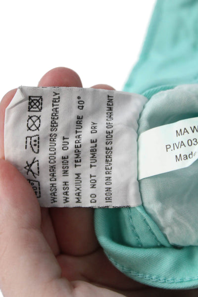 Miss Bon Bon Womens Cotton Pocketed Casual Skinny Leg Pants Aqua Blue Size M