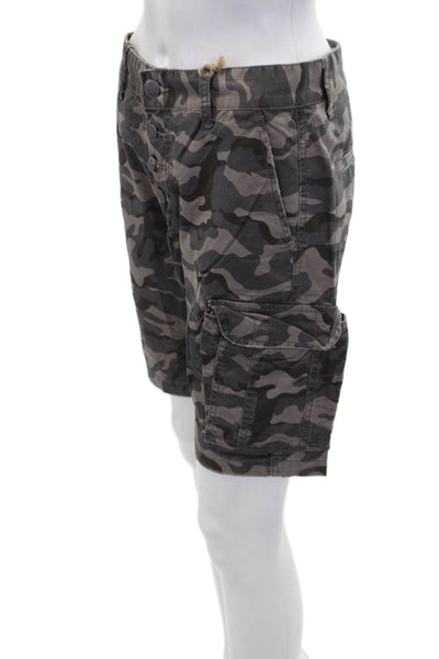 NYC Industries Womens Cotton Camouflage Print Cargo Pocket Shorts Gray Size 26