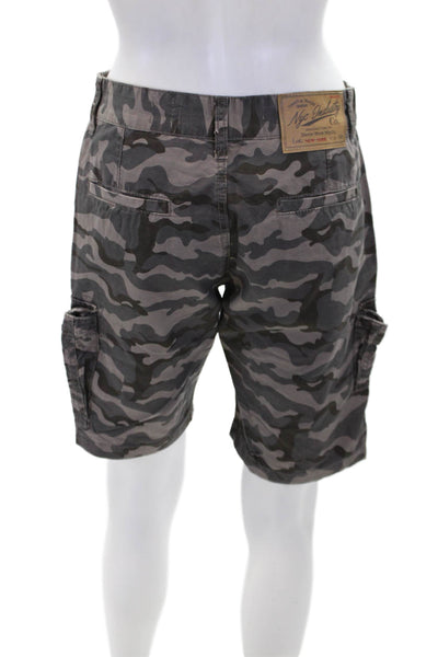 NYC Industries Womens Cotton Camouflage Print Cargo Pocket Shorts Gray Size 26
